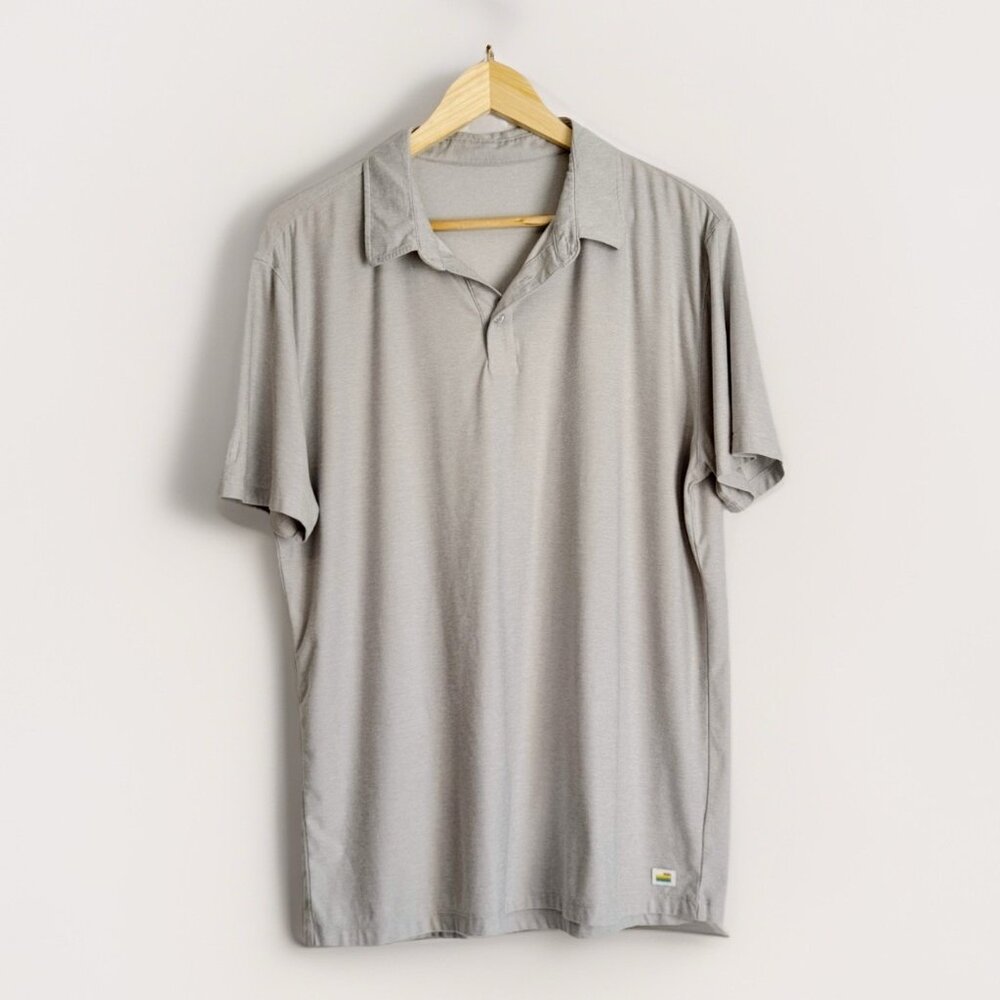 Vuori Polo Soft Gray Heather Strato Tech Shirt Mens XL Performance Golf Athletic